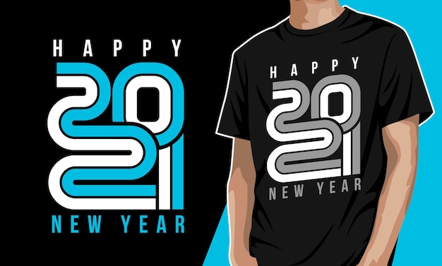 ベクトル 2021年の新年のタイポグラフィtシャツのデザイン