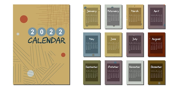 New year 2022 Calendar in modern abstract style