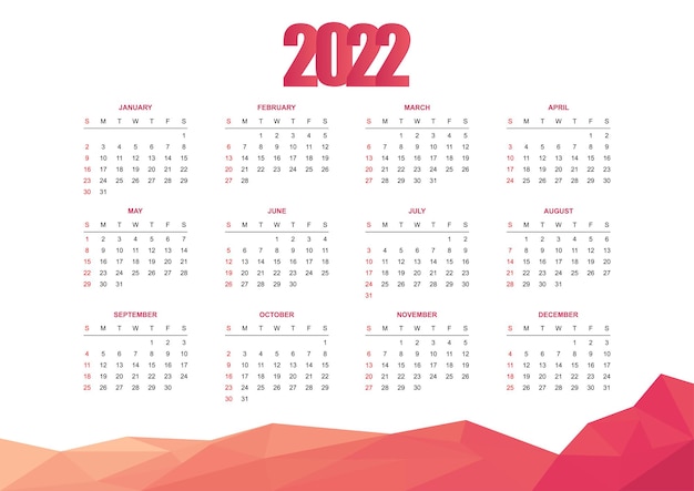 Calendario del nuovo anno 2022 in stile moderno