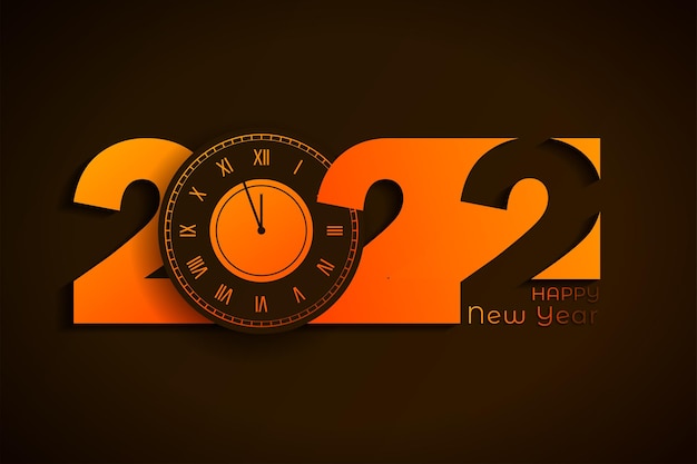 Vector new year 2022 creative brown background with time clock