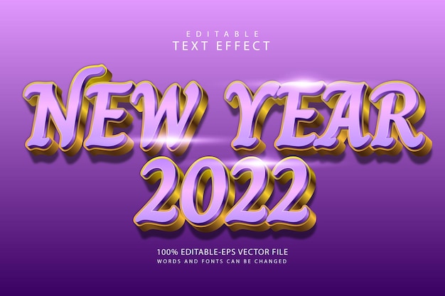 Новый год 2022 редактируемый текстовый эффект трехмерное тиснение роскошный стиль