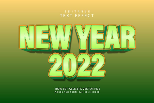 New year 2022 editable text effect 3 dimension emboss modern style