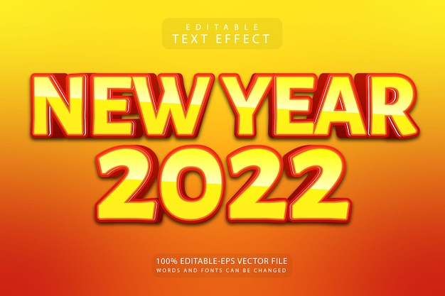 New year 2022 editable text effect 3 dimension emboss retro style