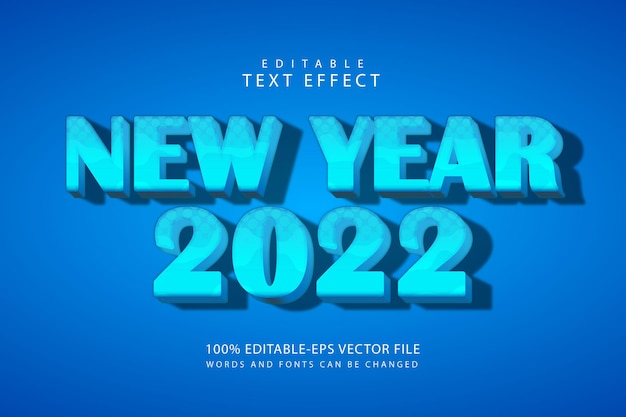 New year 2022 editable text effect 3 dimension modern style