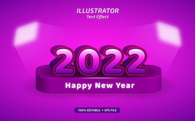 Vector new year 2022 editable vector text effect