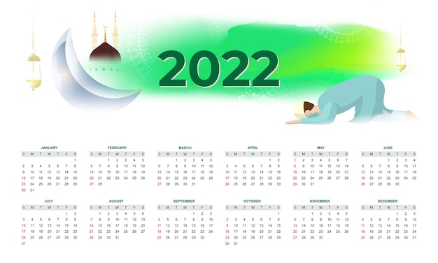 New year 2022 Islamic Calendar in modern style