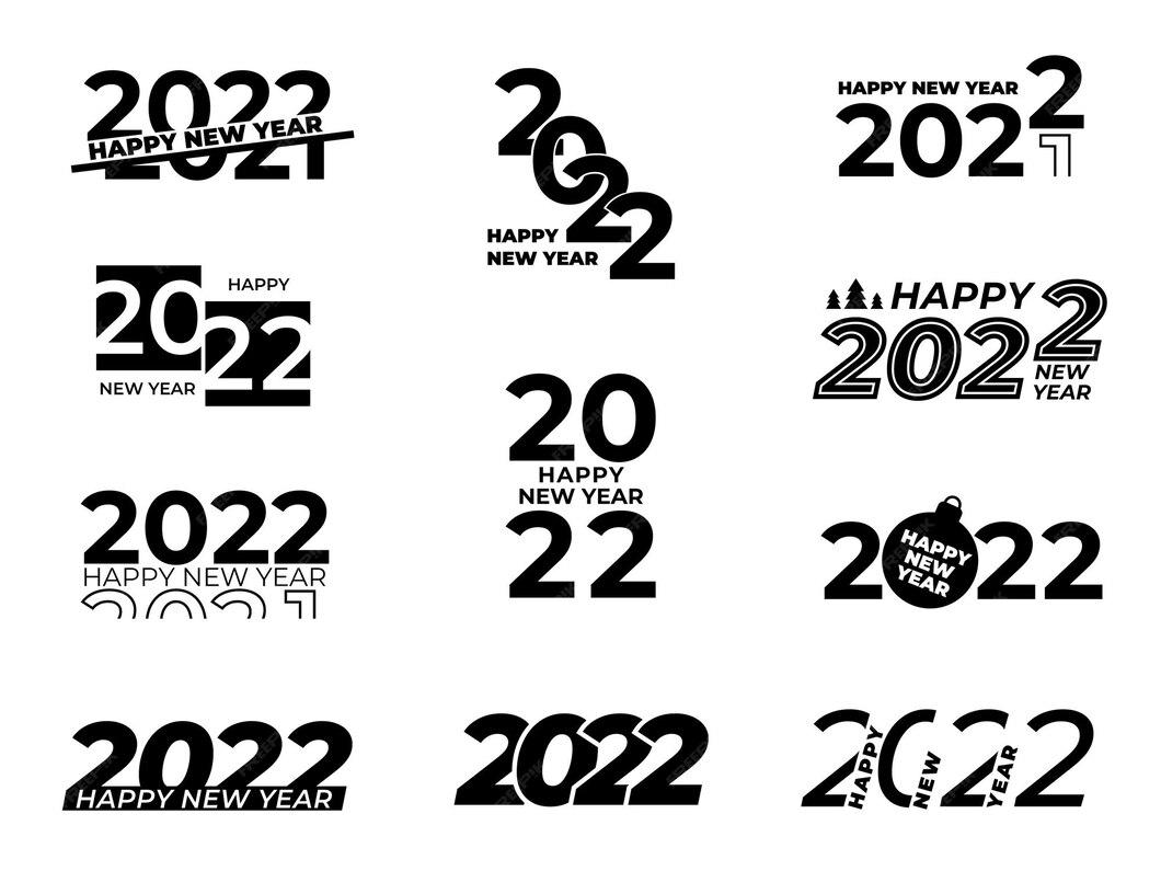 Premium Vector New year 2022 labels happy new year 22 calendar numbers logo design isolated