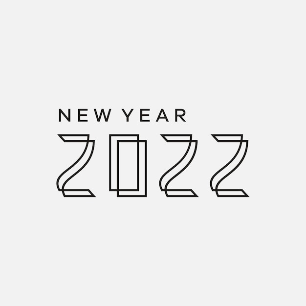 New Year 2022 line art icon