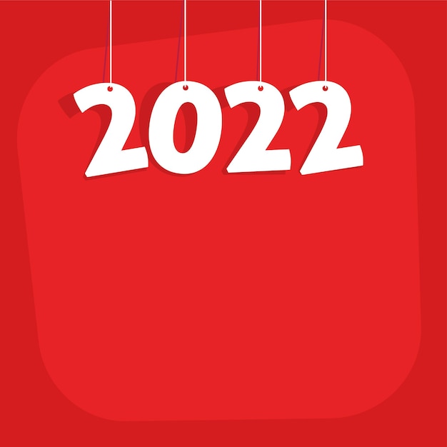 Banner della carta numero del nuovo anno 2022 per copia spazio testo colore rosso o invito a una festa di natale