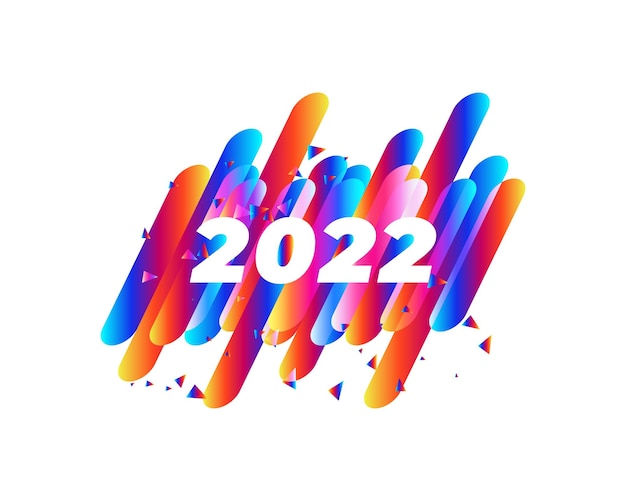 다채로운 추상적인 색 페인트 브러시 스트로크 배경에 새 해 2022 번호 해피 2022 새 해 화려한 배경 벡터 일러스트 레이 션 Eps10