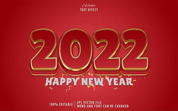 新年2022年レッドゴールドテキスト効果プレミアム