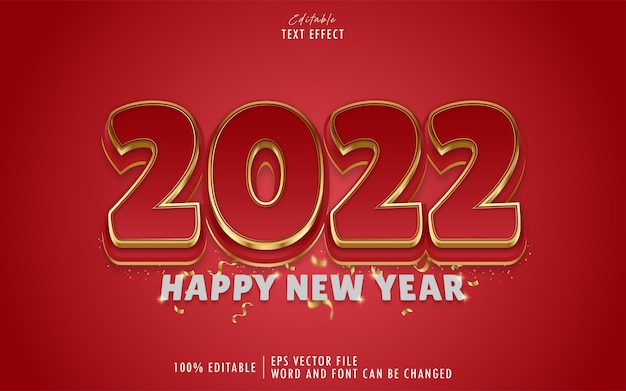 New year 2022 red gold text effect premium