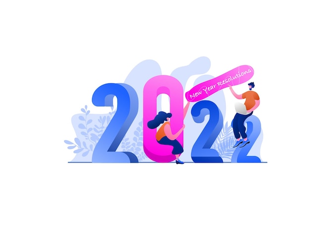 ベクトル 新年2022解像度フラットイラスト、ランディングページ、テンプレート、ui、ウェブ、モバイルアプリ、ポスター、バナー、チラシ、開発に最適です。ベクター