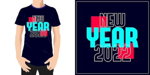 New Year 2022 Typography Design ready for mug tshirt label or printing Premium Vector