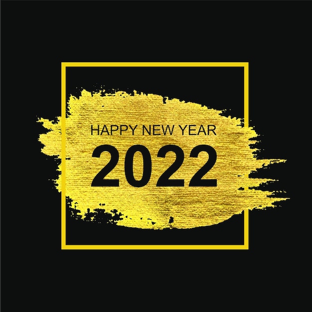 New Year 2022 with gold brush stroke