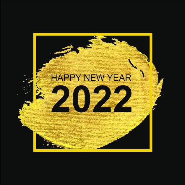 New year 2022 with gold brush stroke