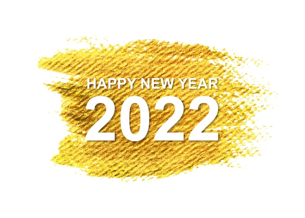 New Year 2022 with gold brush stroke