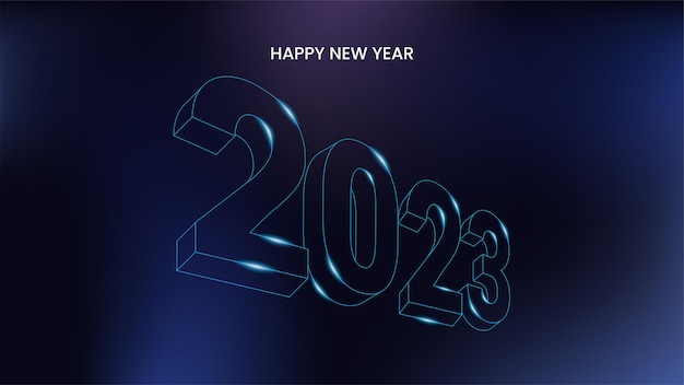 New year 2023 3d effect line