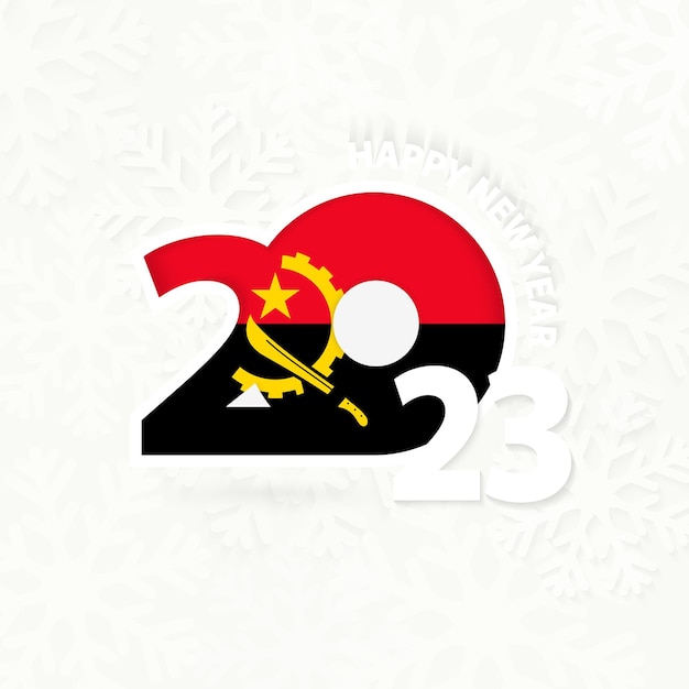 New Year 2023 for Angola on snowflake background