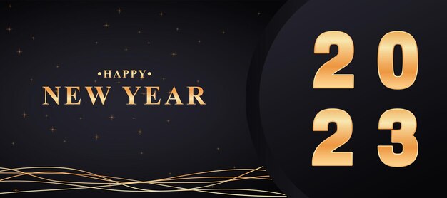 New year 2023 background with gradient black and gold colors