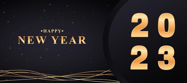 New year 2023 background with gradient black and gold colors