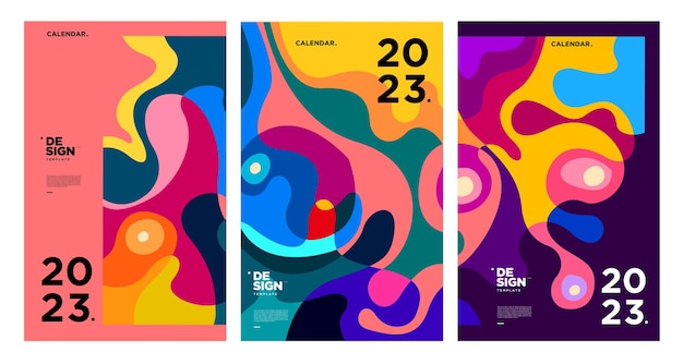 Vector new year 2023 calendar design template with geometric colorful abstract vector calendar design