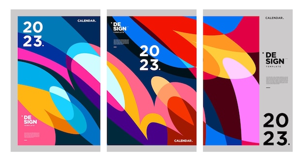 New year 2023 calendar design template with geometric colorful abstract vector calendar design