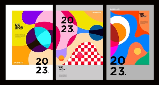 New year 2023 calendar design template with geometric colorful abstract Vector calendar design