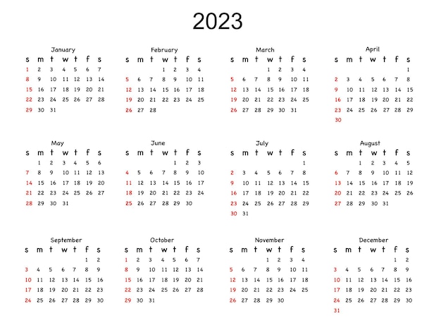 2023年カレンダーベクトルの新年2023年カレンダースタイルデザイン
