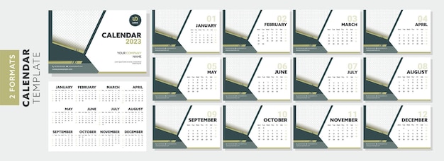 New Year 2023 Calendar Templates for Business Stationery Print or Publishing Purposes with Space for Insert Images