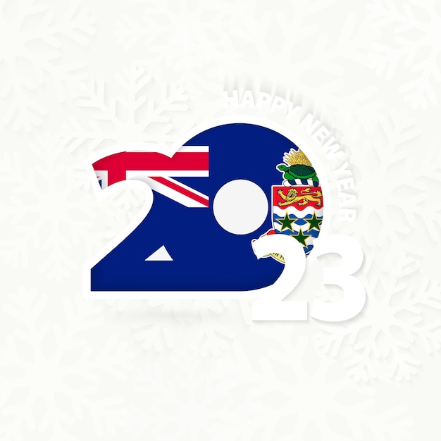 New Year 2023 for Cayman Islands on snowflake background