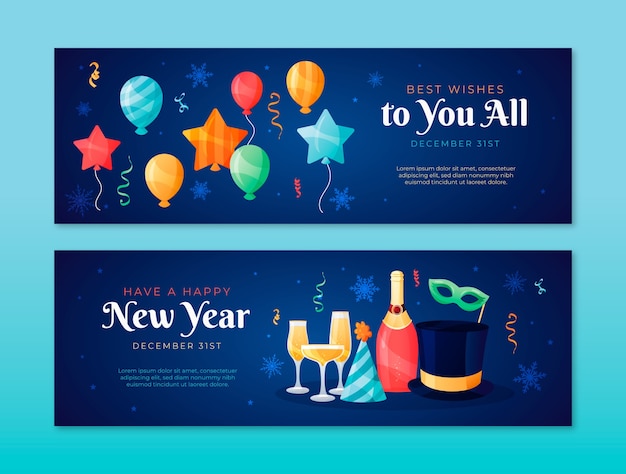 New year 2023 celebration horizontal banner template