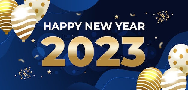 Vettore modello di banner orizzontale per la celebrazione del nuovo anno 2023