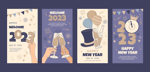 New year 2023 celebration instagram stories collection