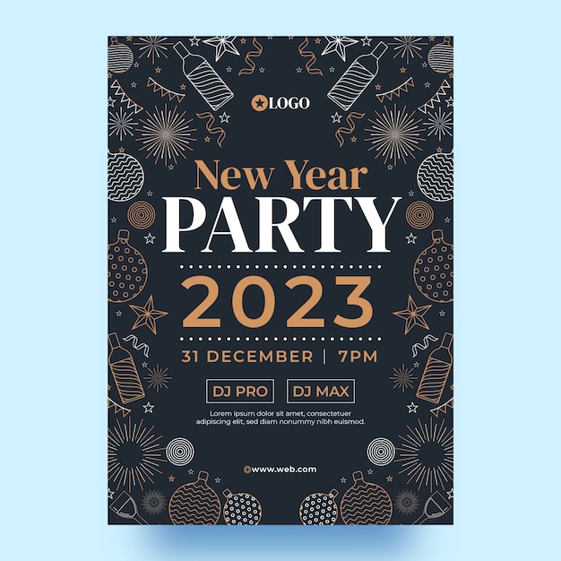 Vector new year 2023 celebration vertical poster template