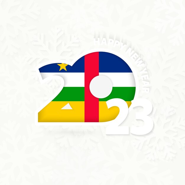 New Year 2023 for Central African Republic on snowflake background