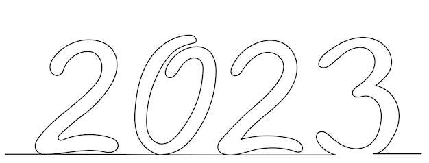 New year 2023 continuous line drawing vector