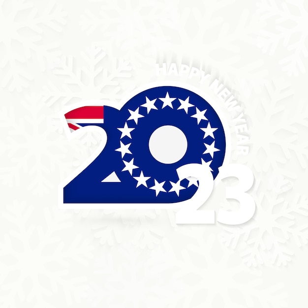 New Year 2023 for Cook Islands on snowflake background