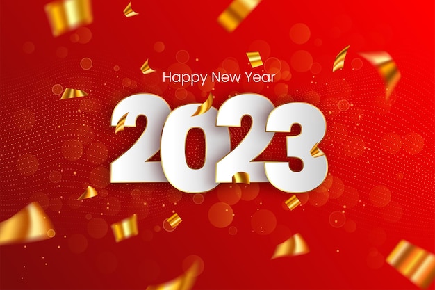 새해 2023 크리 에이 티브 레드 골든 추상 축하 배경