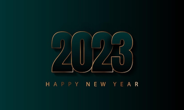 Vector new year 2023 design with gold trim black numbers