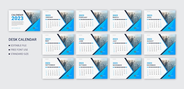 New year 2023 desk calendar template