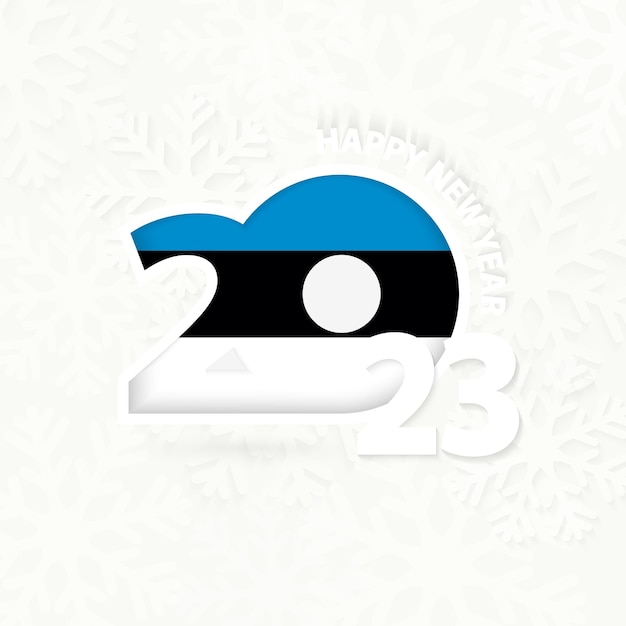 New Year 2023 for Estonia on snowflake background