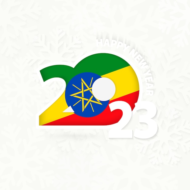 New Year 2023 for Ethiopia on snowflake background