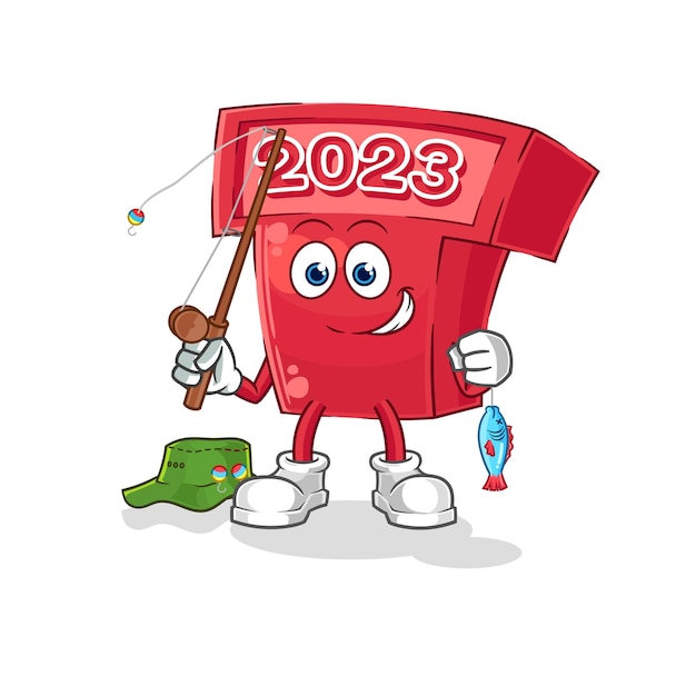 New year 2023 fisherman illustration character vector