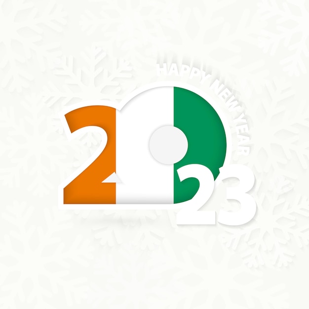 New Year 2023 for Ivory Coast on snowflake background