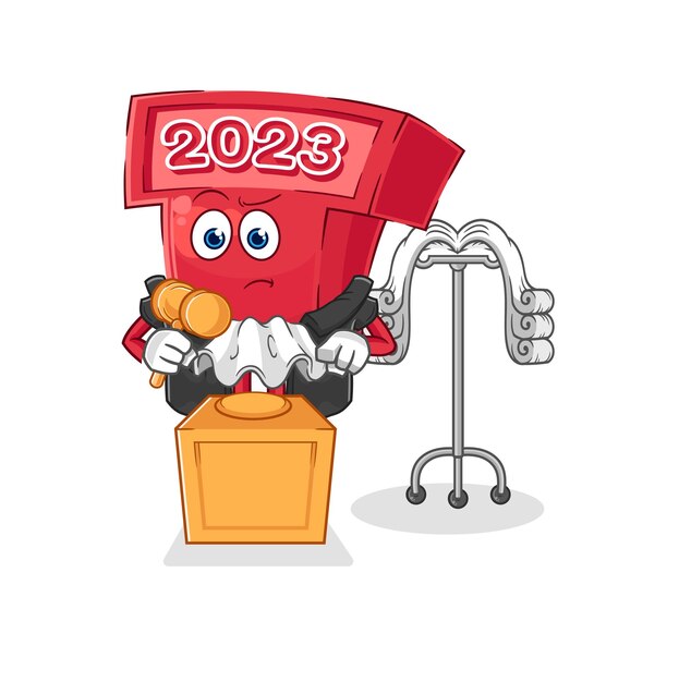 New year 2023 judge holds gavel character vector