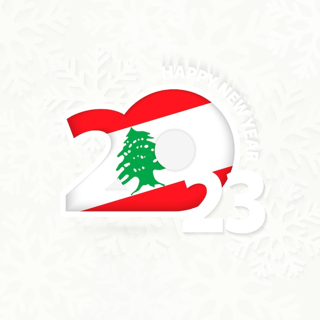 New Year 2023 for Lebanon on snowflake background