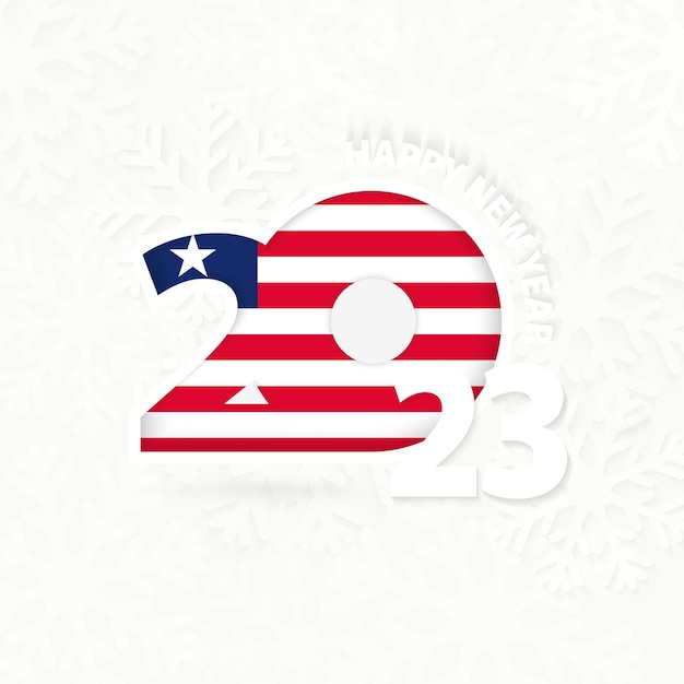 Capodanno 2023 per la liberia su sfondo fiocco di neve