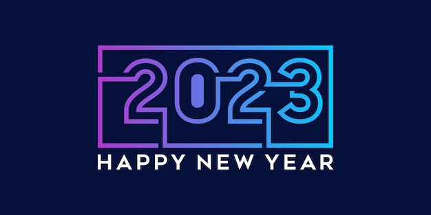 New year 2023 logo with connected line and square concept