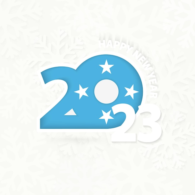 New Year 2023 for Micronesia on snowflake background